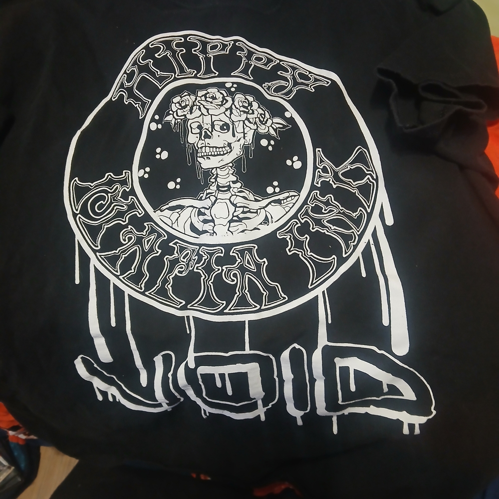 Hippie Skeleton Graphic Kids Tee - Black